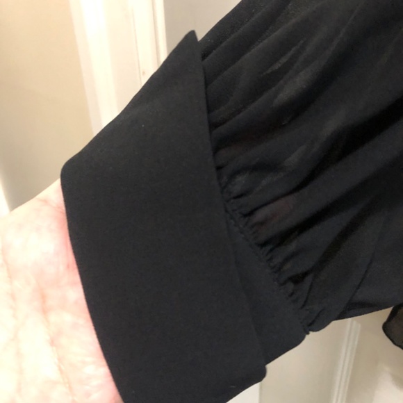 Women’s pleated black long sleeve blouse with ties size Large - Picture 5 of 5